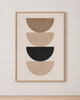Tableau Géométrique Demi-Cercles Beige et Noir – Minimalisme Graphique et Équilibré