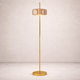 Stehlampe aus goldenem Metall mit getöntem Glasschirm – Ambroro