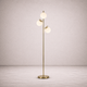 Lampadaire 3 Globes en Verre Opalin et Métal Doré - Aurélo