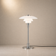 Chrome-plated metal table lamp with white superimposed diffuser shade – Claréa