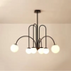 Suspension 6 globes en verre opalin et métal noir – Arclora
