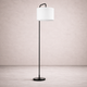 Black Metal Floor Lamp with White Cylindrical Fabric Shade – Linoro