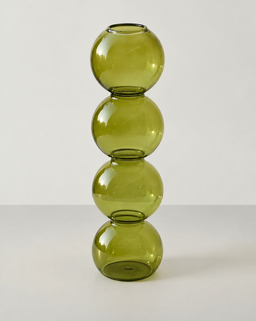 Vase Bulles en Verre – Silhouette Sculpturale et Transparence Colorée