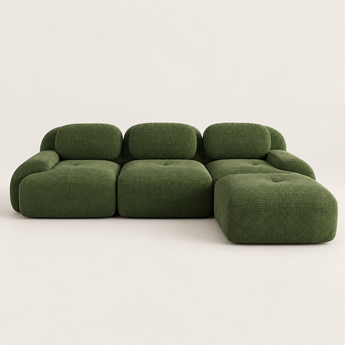 Canapé d’Angle Modulable Vert – Velours Côtelé et Assise Généreuse