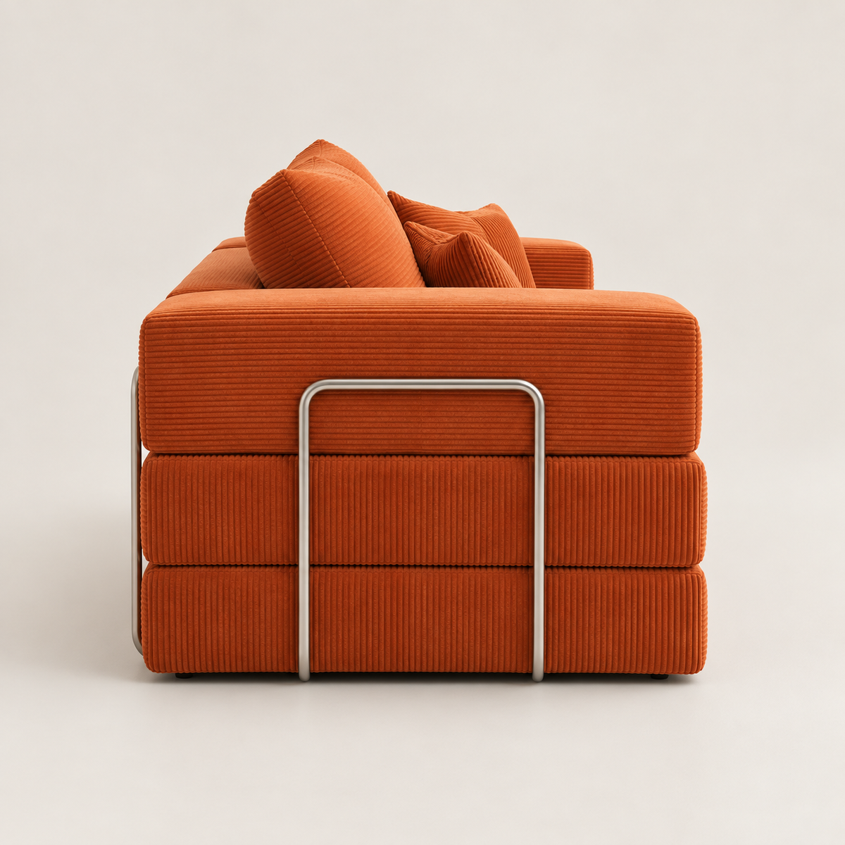 Canapé-Lit XXL 3 Places – Velours Côtelé et Couchage 200 × 200 cm