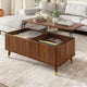 Table Basse Relevable en Bois – Double Rangement et Façades Rainurées