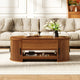 Table Basse Relevable Noyer – Rangement Intégré et Lignes Rainurées