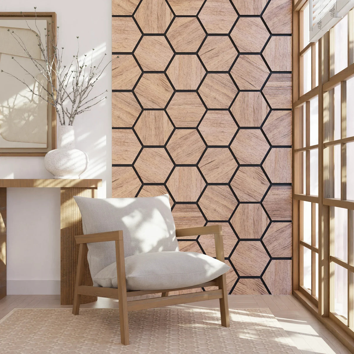 Panneau acoustique hexagonal Noyer