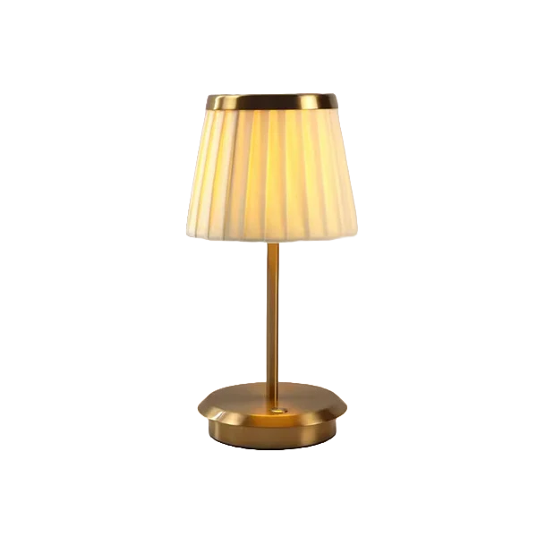 Lampe de Table à Abat-Jour Plissé – Style Classique Élégant