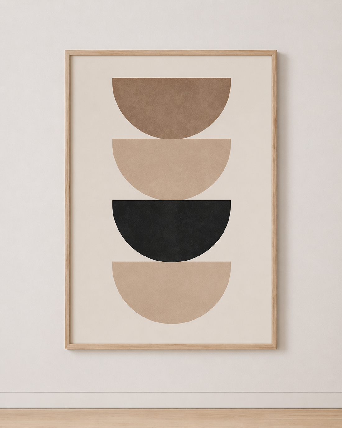 Geometrisches Bild Halbkreise Beige und Schwarz – Grafischer und Ausgewogener Minimalismus