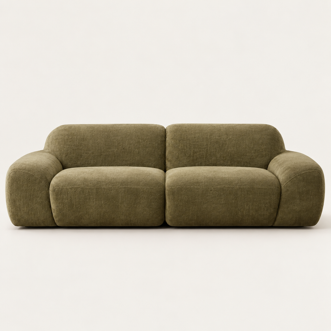 Olive Green Chenille 3-Seater Sofa – Deep Seat and Cloud-Like Comfort