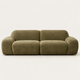 Canapé 3 Places en Chenille Vert Olive – Assise Profonde et Confort Cloud