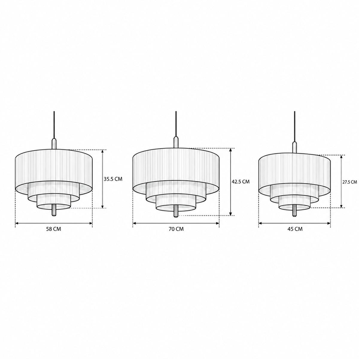 Beige Wooden & Fabric Design Pendant Light - Calora