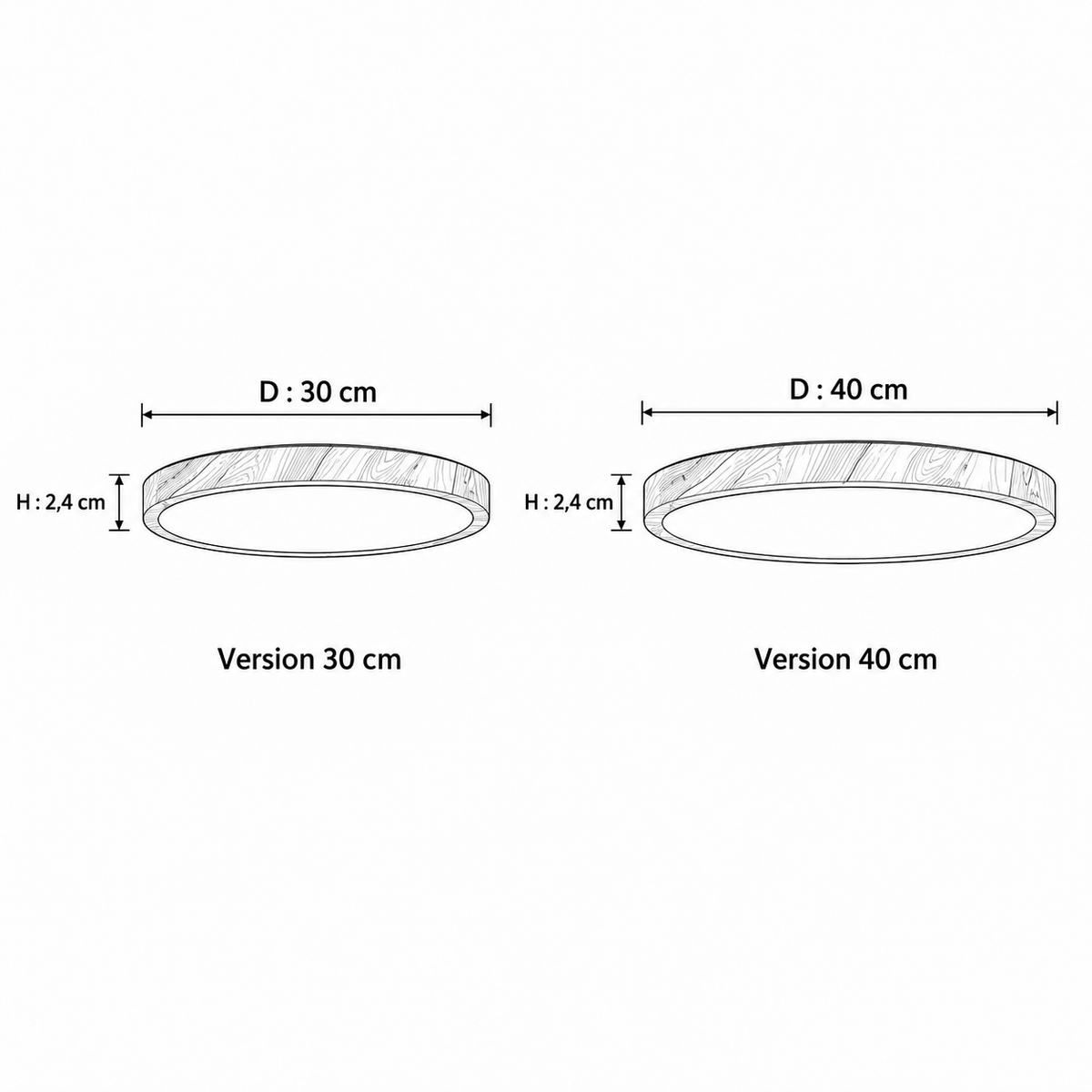 Plafonnier LED Rond Ultra-Fin en Bois Naturel - Sylvélis