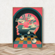 Tableau Futuriste Sombre et Coloré – Personnages et Géométrie