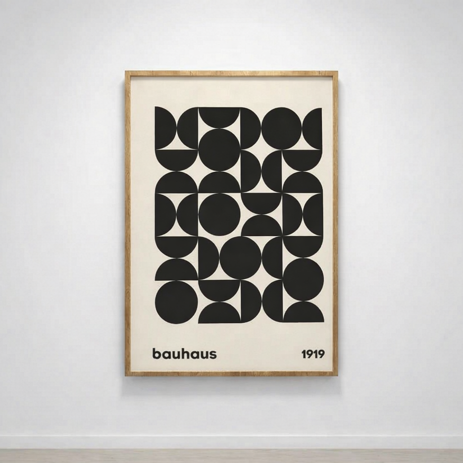 Tableau Bauhaus Monochrome 1919 – Géométrie Noire