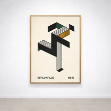 Tableau Bauhaus Structure 1919 – Lignes Graphiques Vert & Ocre