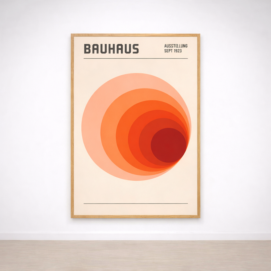 Bauhaus Halo Terrakotta-Gemälde – Vintage-Kreisverlauf