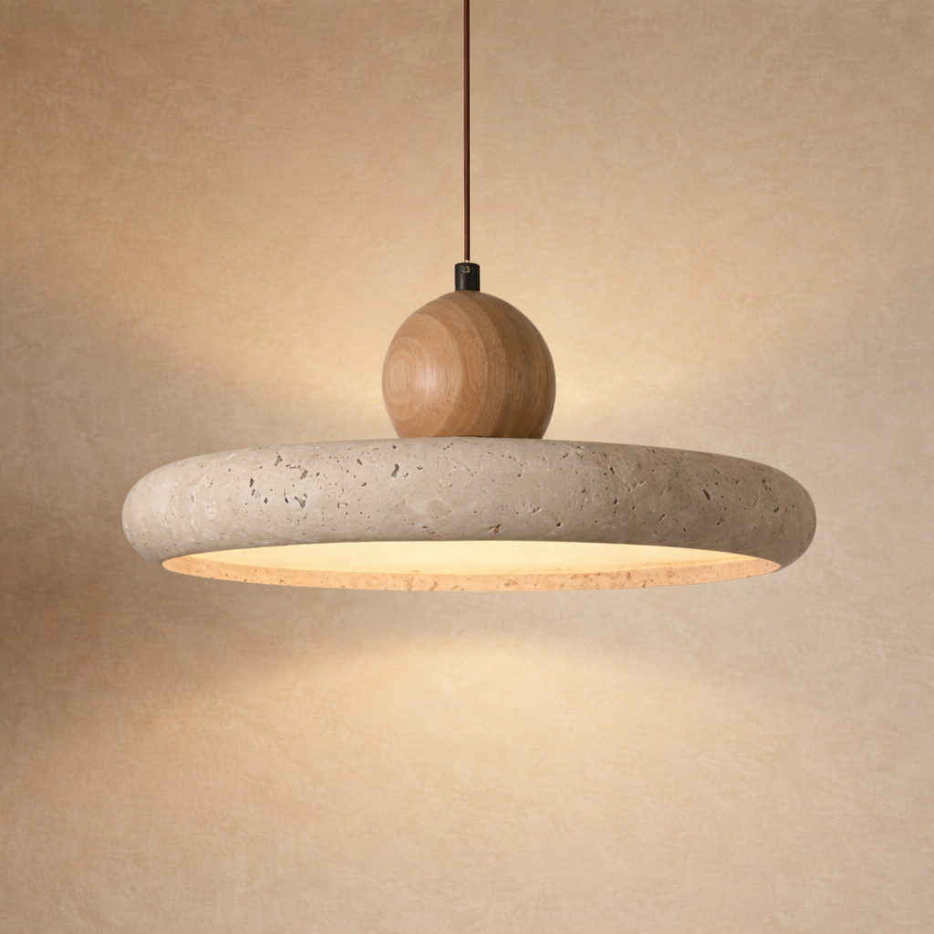 Suspension Circulaire en Pierre et Bois - Travédis