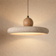 Circular Stone and Wood Pendant Lamp - Travédis
