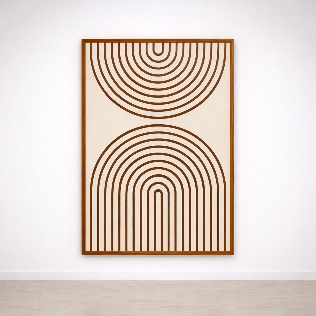Leinwandbild Minimalistische Bögen – Graphische Linien Beige & Schwarz