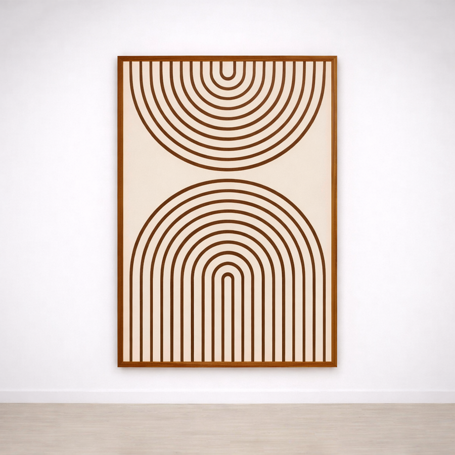 Leinwandbild Minimalistische Bögen – Graphische Linien Beige & Schwarz