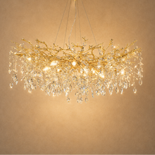 Lustre Branche Dorée en Cristal - Sylvara
