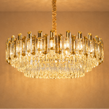 Lustre Rond en Cristal Doré - Célestia