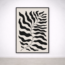 Tableau Feuille Graphique Minimaliste – Noir sur Fond Beige