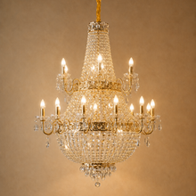 Lustre Classique en Cristal Doré - Élégancia
