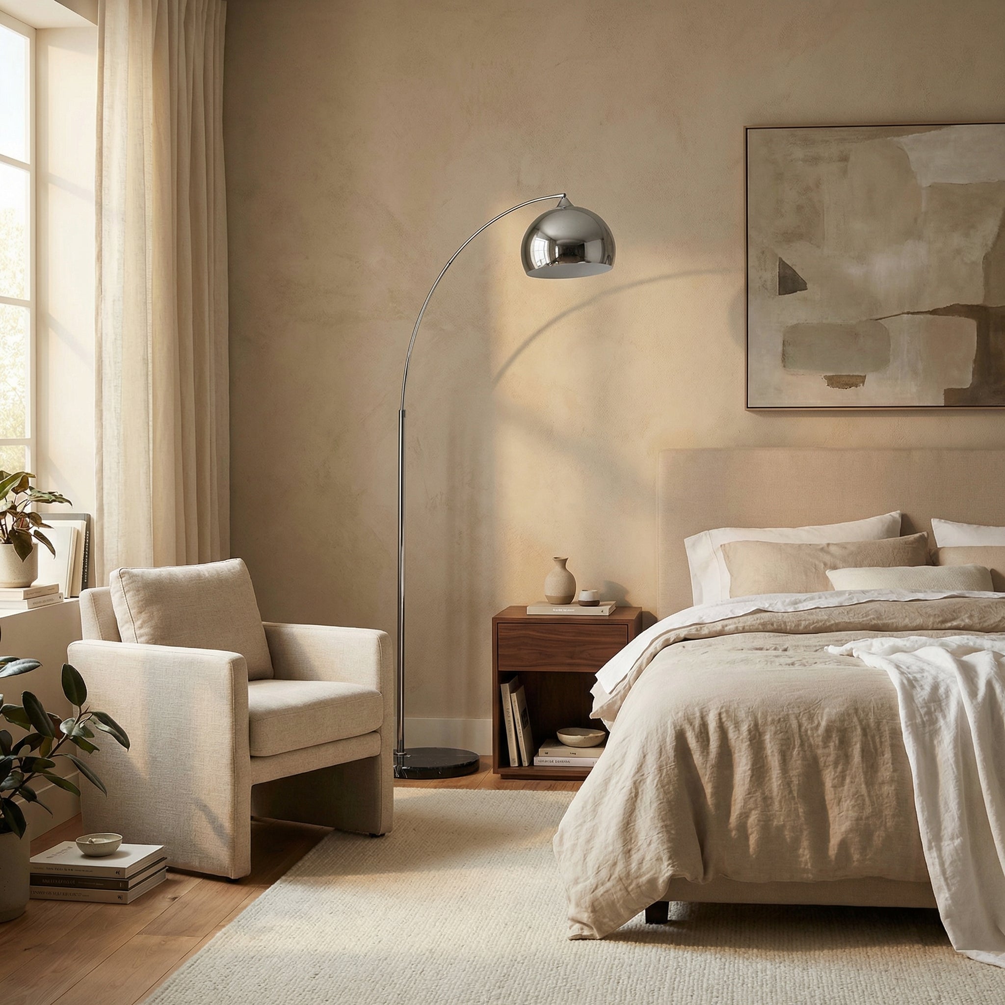 Chromed Metal Arc Floor Lamp - Chromiro