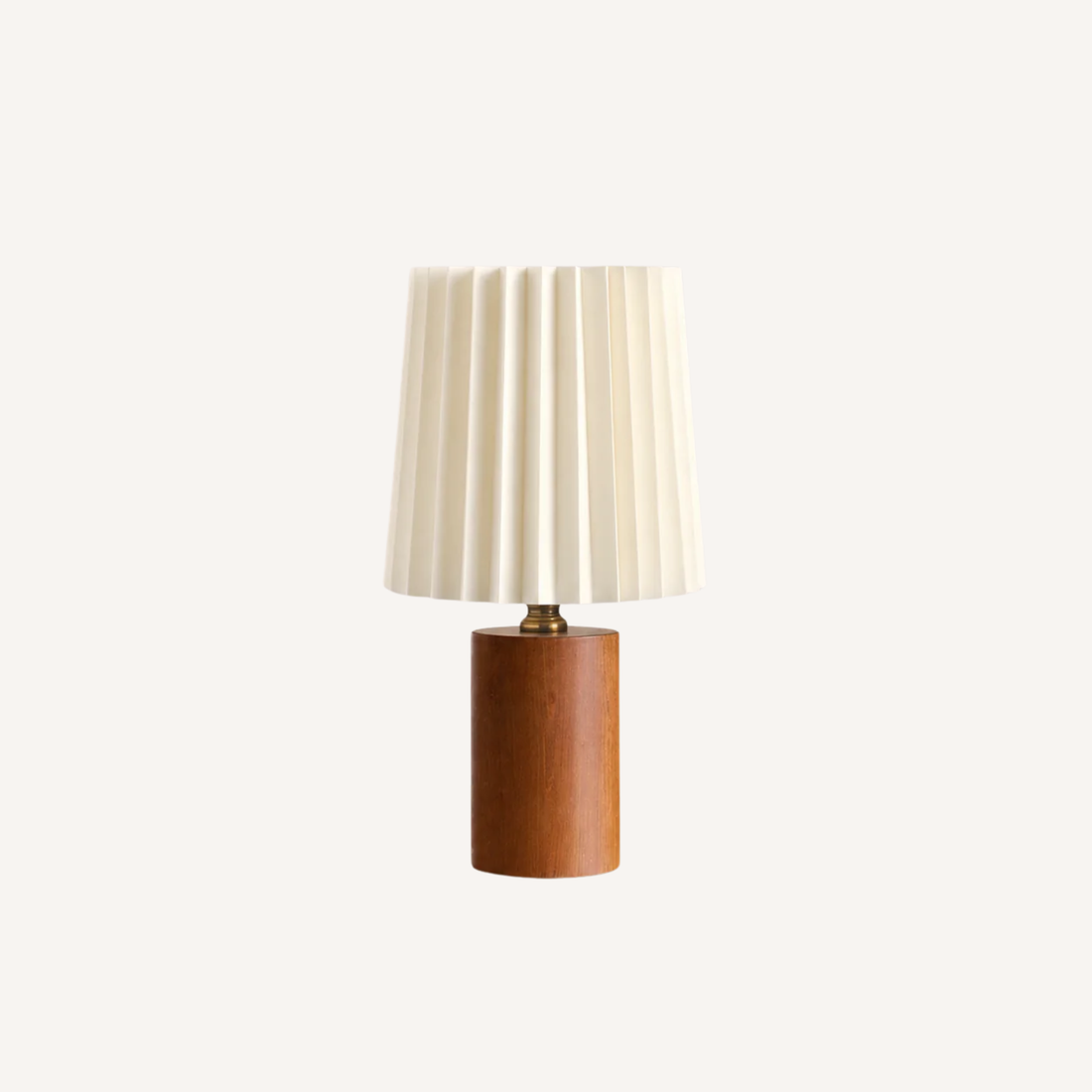 Tischlampe aus Holz mit elfenbeinfarbenem Plisseeschirm – Linuna