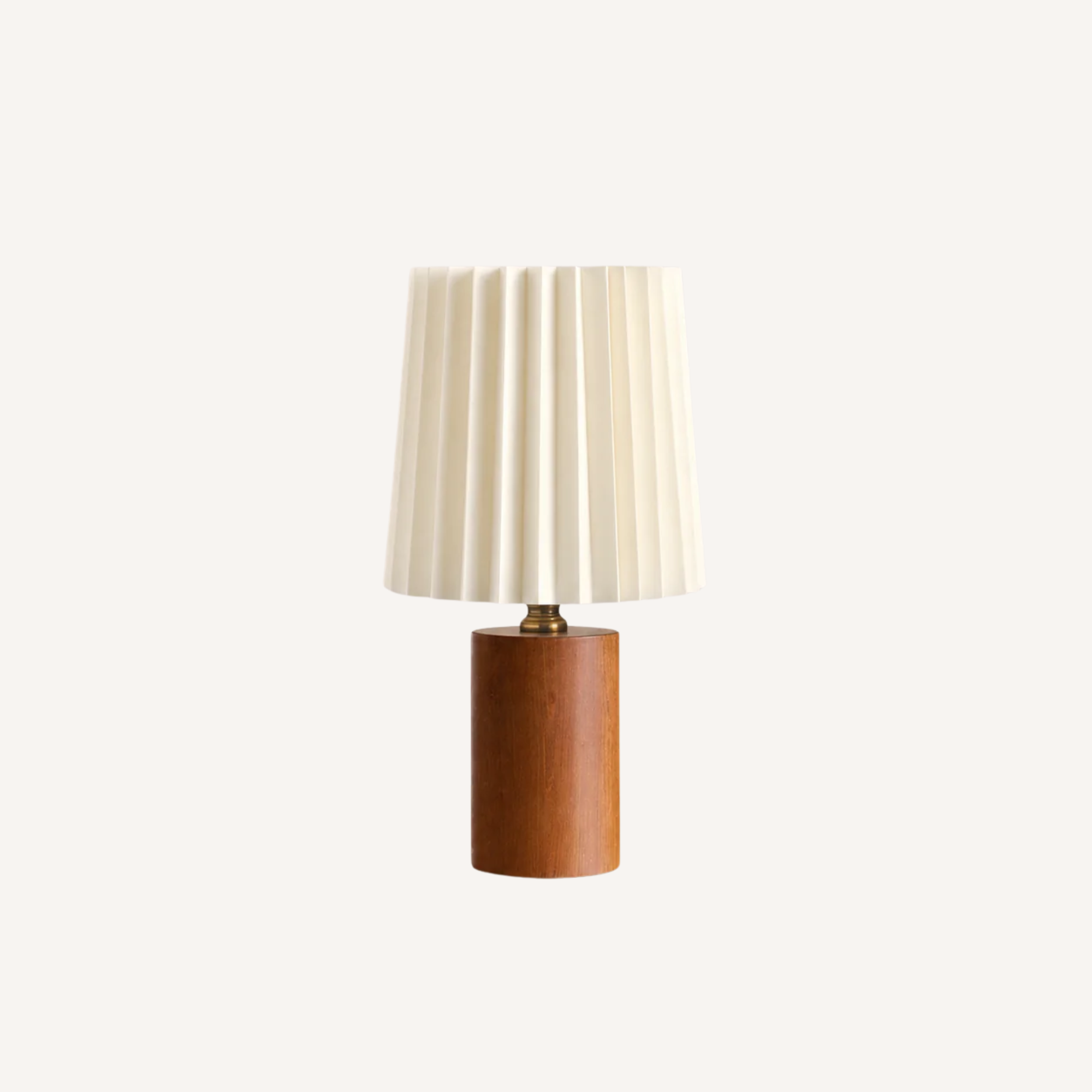 Wooden table lamp with ivory pleated shade – Linuna