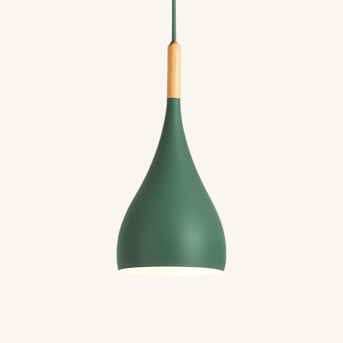 Suspension Nordique Abat-Jour Coloré et Bâton en Bois - Bastéa