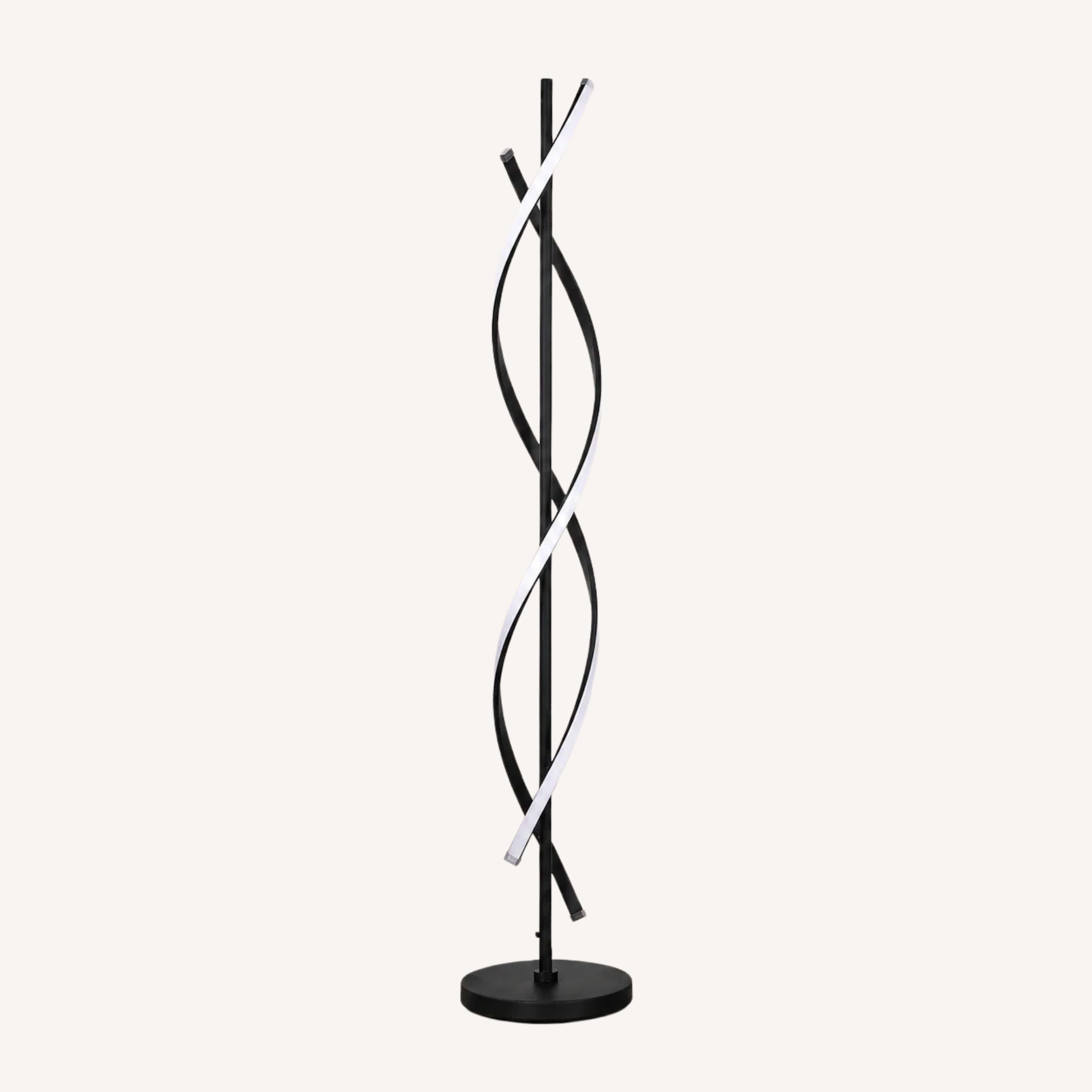 Designer LED Floor Lamp in Black Metal with Intertwined Light Strips – Ondiro