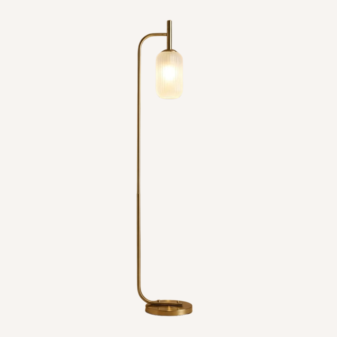 Goldene Stehlampe mit geriffeltem Glasschirm - Auréa