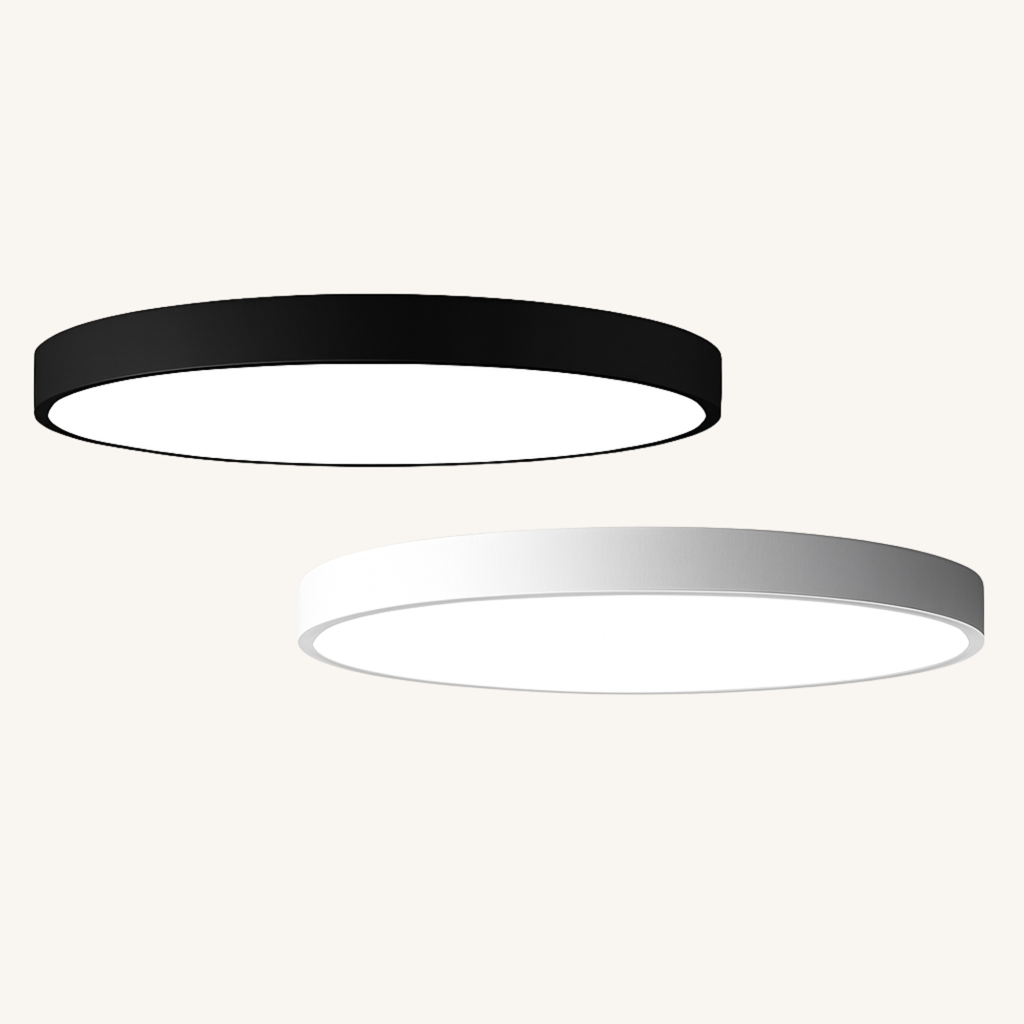 Plafonnier LED Rond Ultra-Plat Noir ou Blanc - Orbélis