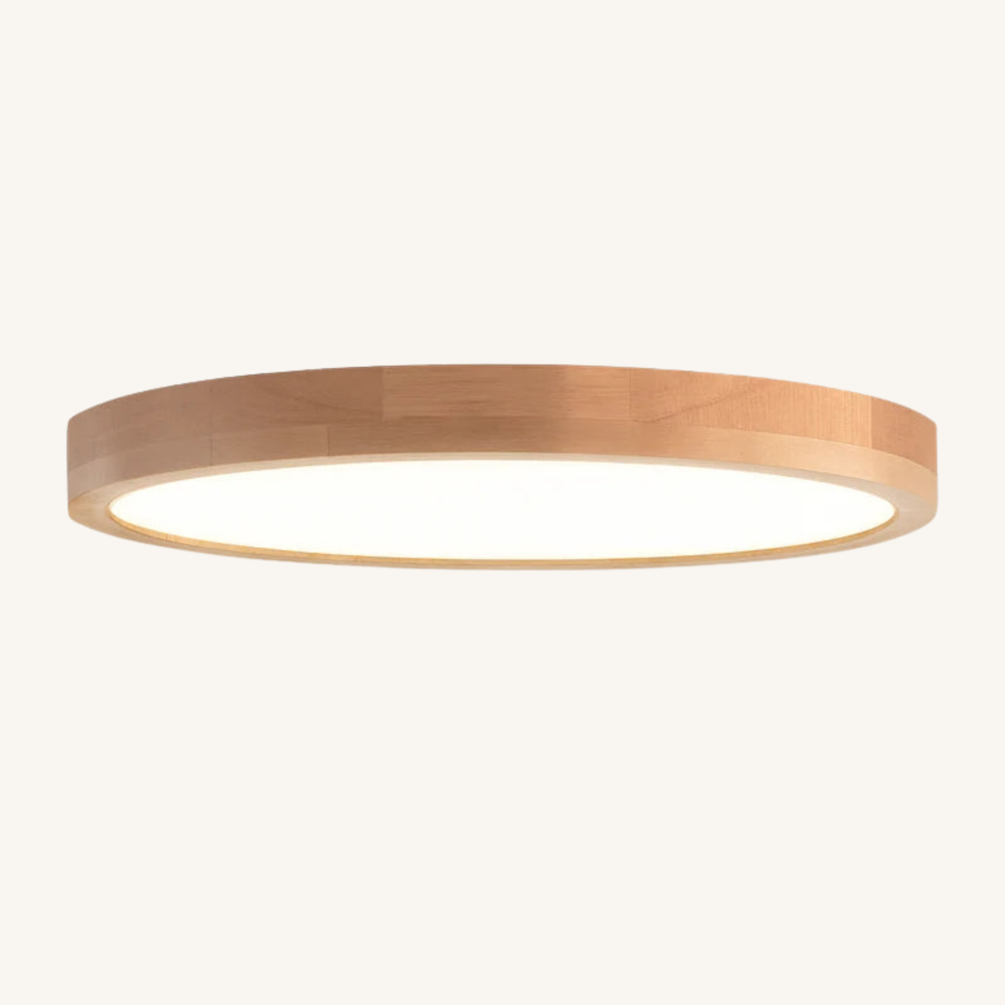 Plafonnier LED Rond Ultra-Fin en Bois Naturel - Sylvélis