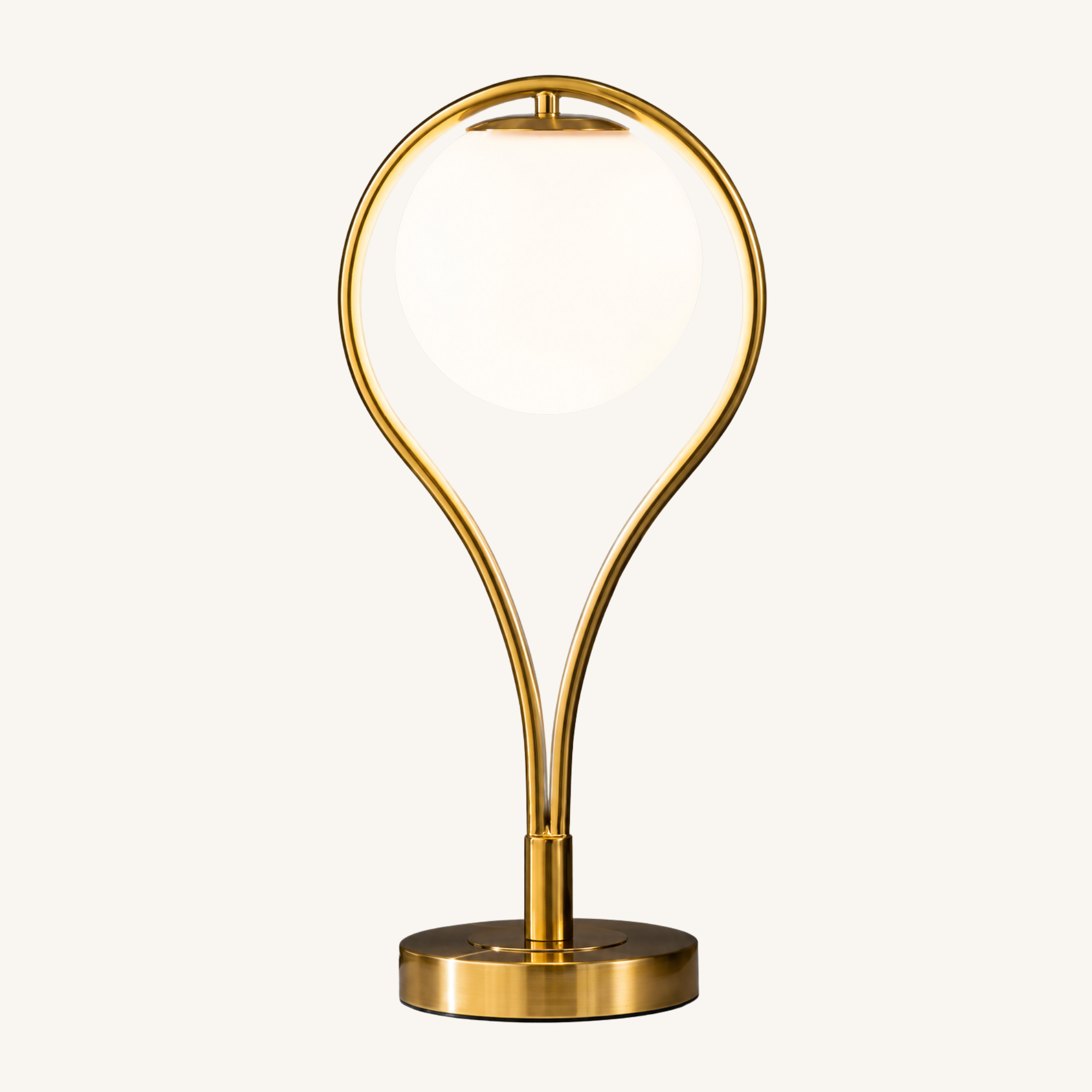Opal Glass & Black Metal Globe Table Lamp - Liora