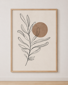 Tableau Botanique Minimaliste Noir et Terracotta – Élégance Douce et Naturelle