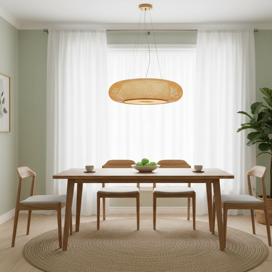 NATURA – Kronleuchter aus gewebtem Bambus – Retro- und Naturcharme