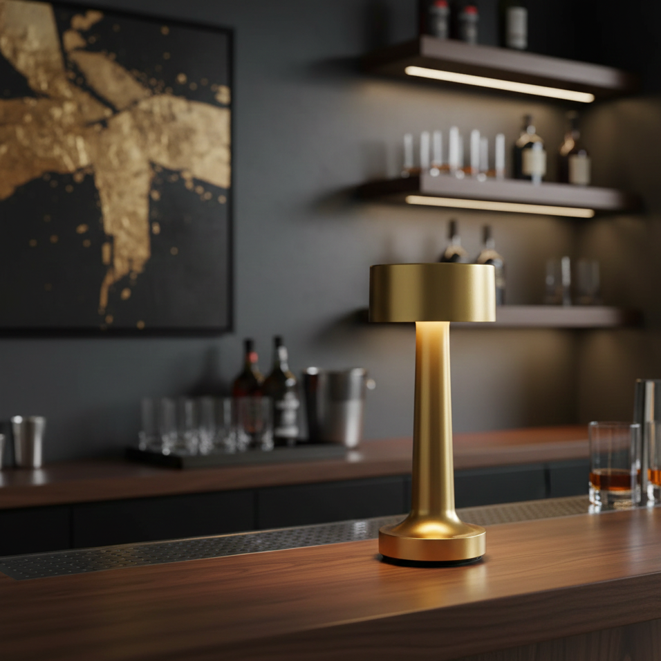 Rechargeable LED Table Lamp in Copper-Plated Iron – Ambient Lighting