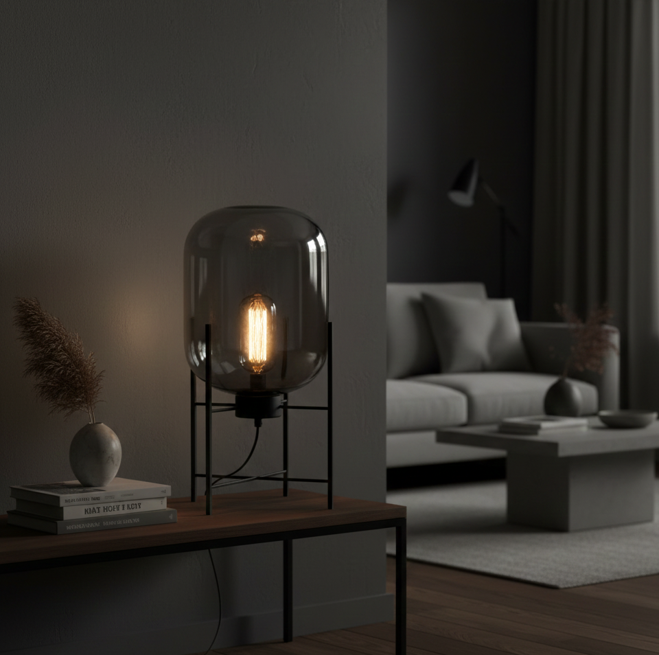 ZAVORA - Tinted Blown Glass Table Lamp – Nordic Minimalism