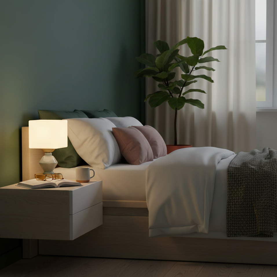 Lampe de Chevet en Céramique Cuivrée – Design Élégant