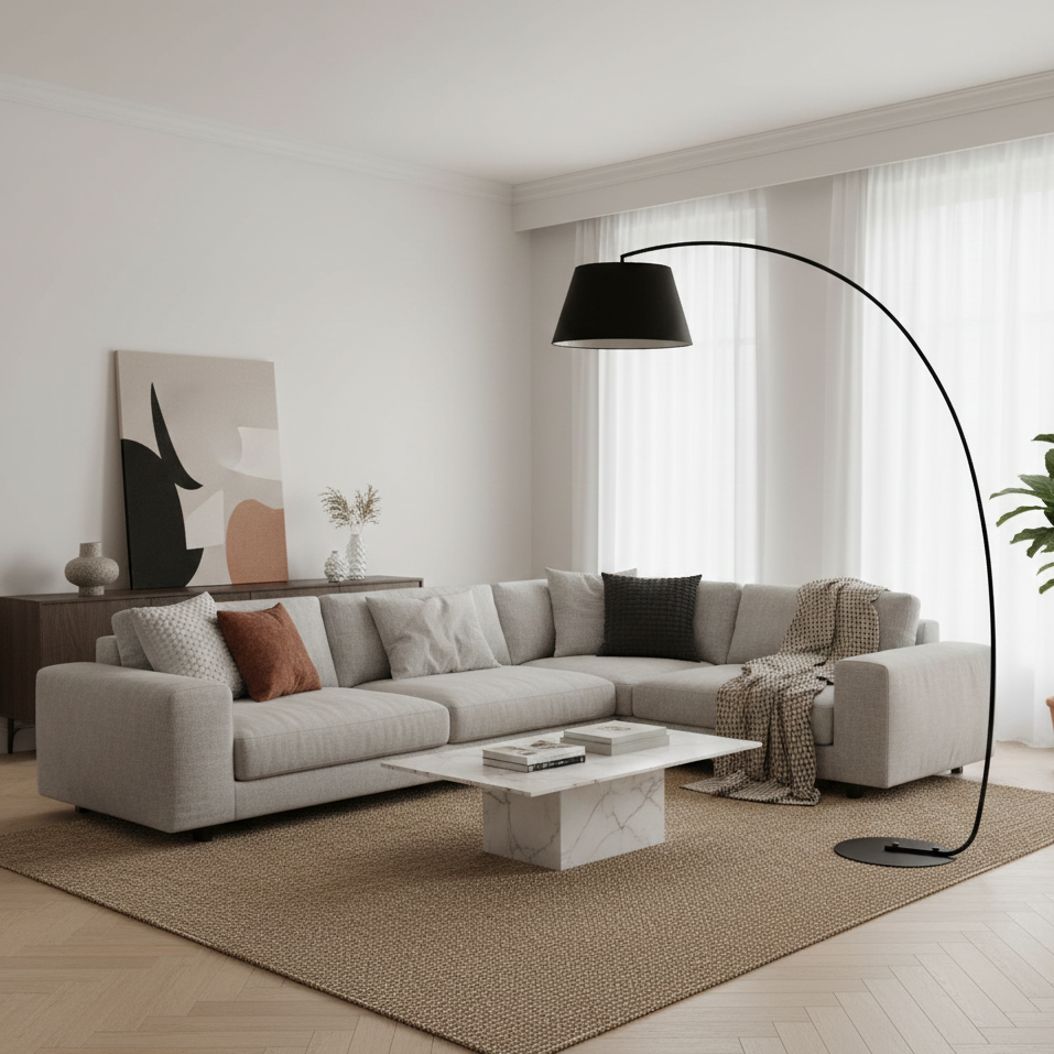 Modern Arc Floor Lamp with Lampshade