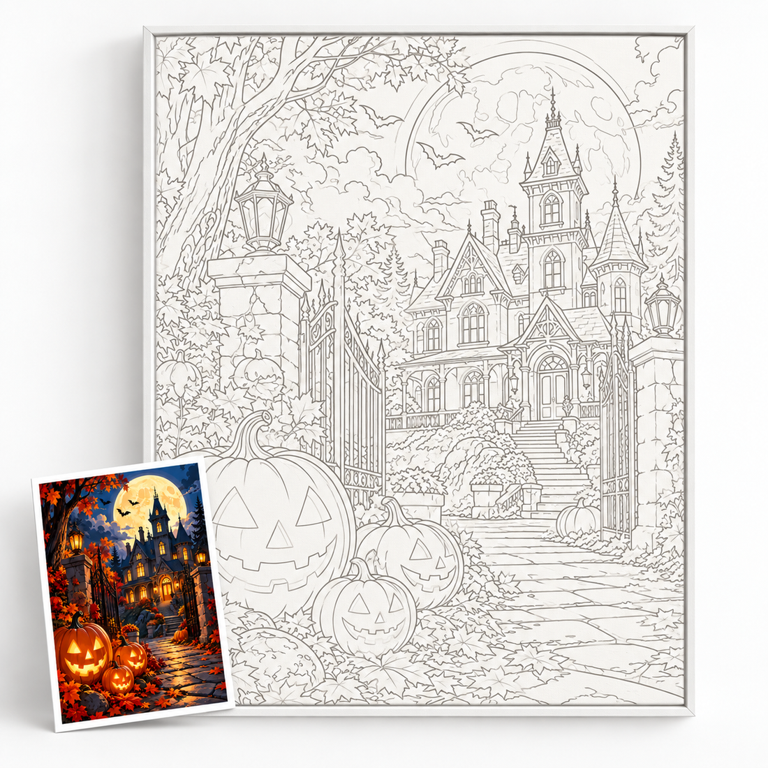 Malen nach Zahlen Halloween – Gotisches Herrenhaus im Mondschein