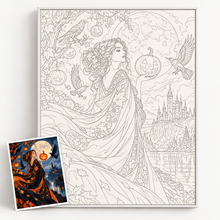 Halloween Paint by Numbers – Autumn Lady and Pumpkin