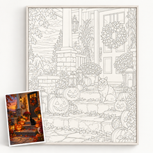 Autumn Paint-by-Numbers – Pumpkin Porch and Black Cat