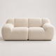 Canapé 2 Places en Chenille Beige – Assise Profonde et Lignes Arrondies