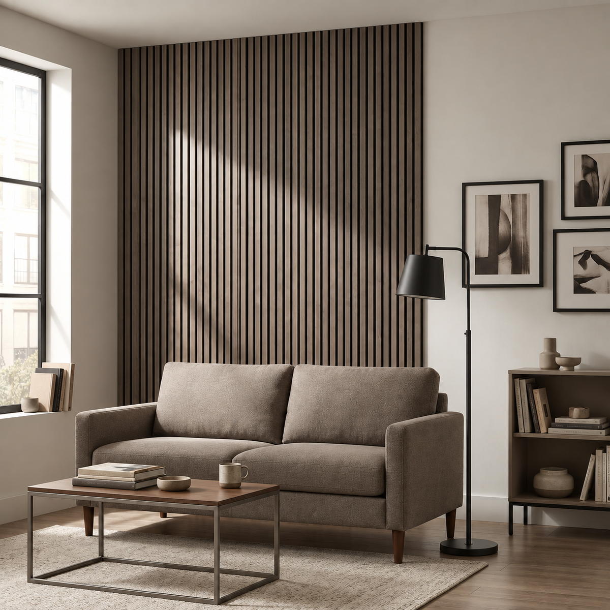 Lot de 2 panneaux acoustiques Chêne rustique – 110 x 50 x 1,8 cm